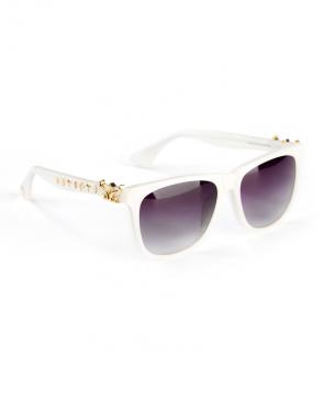 WiGi Atlantean Pearl White Frame with Gold Metal Castings Luxury Glasses