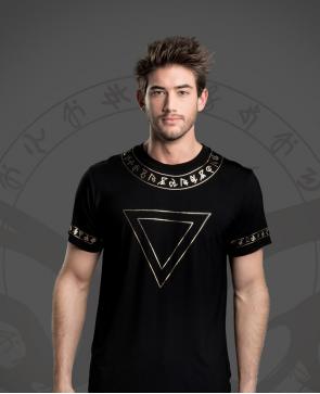 WiGi Atlantean Luxury Black T-Shirt With Gold Pattern - Limited